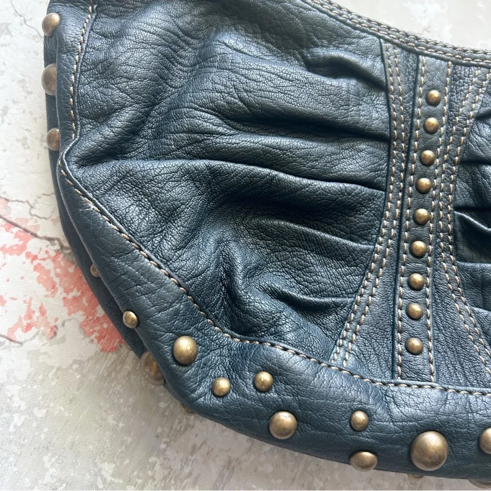 Junior Drake Blue Leather Studded Handbag